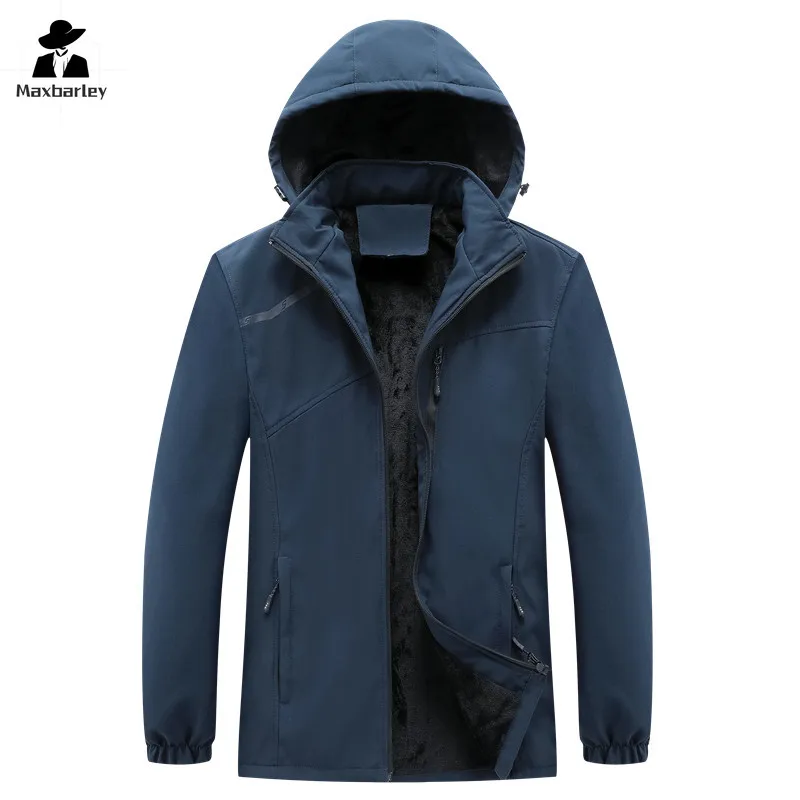 2024 Men's Windbreaker Hooded Parka Retro Sport Mountaineering Warm Winter Jacket Men's Waterproof fleece-lined Padded Coat