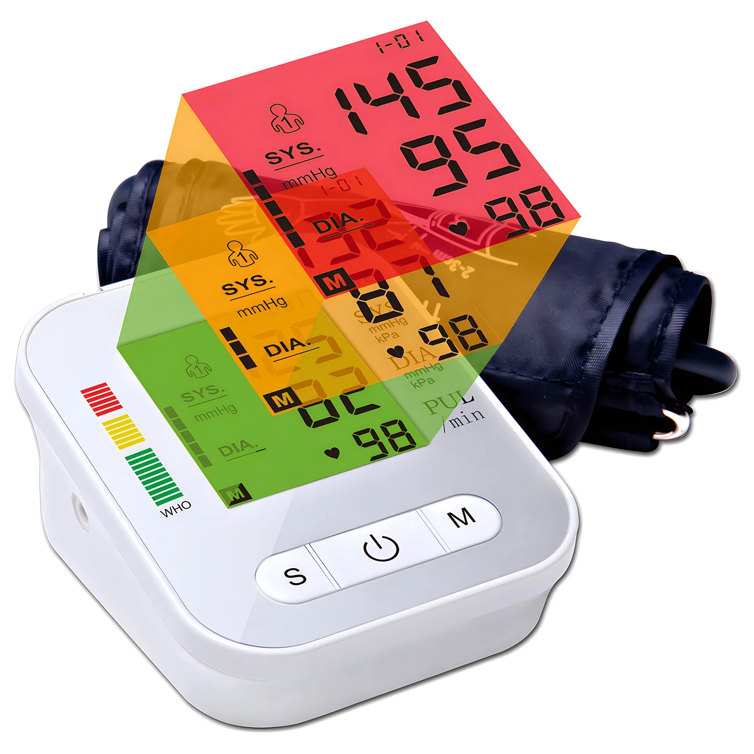 Blood Pressure Monitor Upper Arm Automatic Tonometer Digital Blood Pressure Meter BP Medical Sphygmomanometer LCD & Cuff Medical