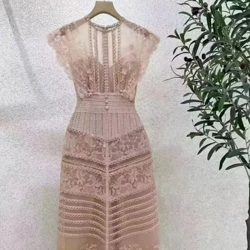 

Женское модельное платье без рукавов, винтажное пляжное платье с открытой спиной и вышивкой, летний сарафан в стиле бохо, женское кружевное платье, 2023