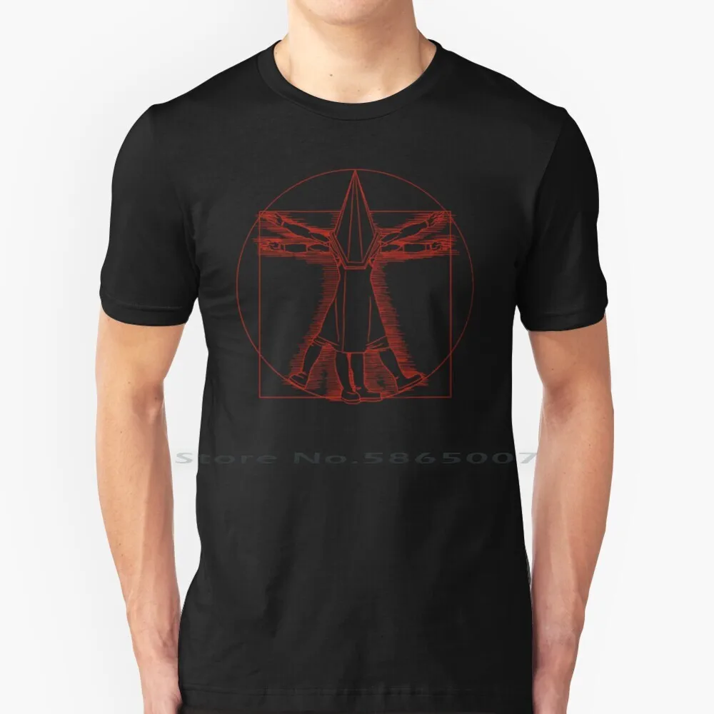 Vitruvian Pyramid Head (Rosso) T Shirt Cotton 6Xl Pyramid Head Silent Hill Vitrucan Da Vinci Red Thing