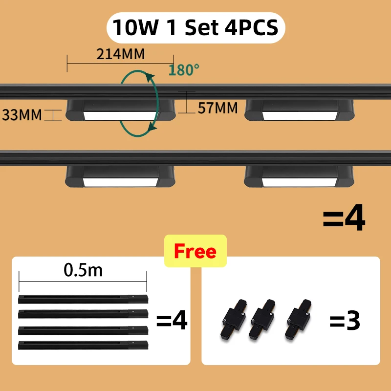 Black 10w 1set 4pcs