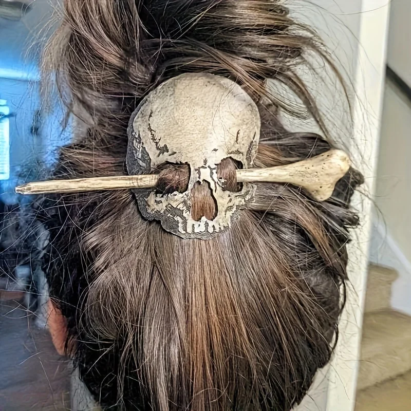 1pc Vintage Schädel Motte Haarnadel Antiken Stil Knochen Schädel Haar Stick Gothic Haar Zubehör Für Halloween