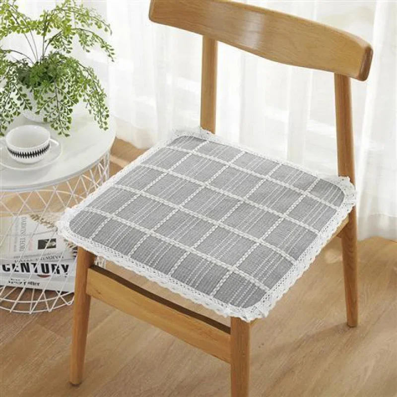 thumbnail image 1 of Cojín de silla de lino y algodón fresco de estilo nórdico para silla de oficina para estudiantes, silla de computadora, comedor, almohadilla suave y cómoda para sentarse, 1 of 5