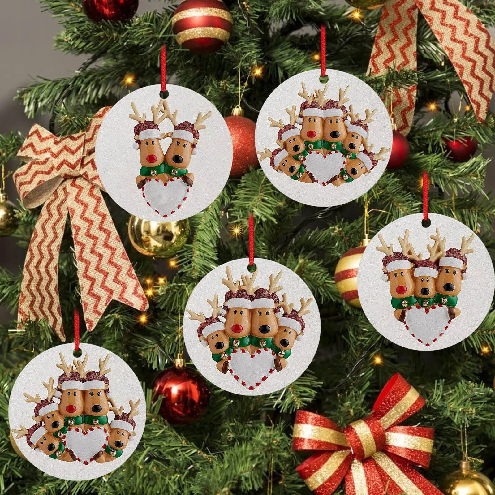 

5pcs New 2024 New Year'S Little Elk Christmas Tree Decoration Acrylic Flat Hanging Pendant Car Rearview Mirror Decoration