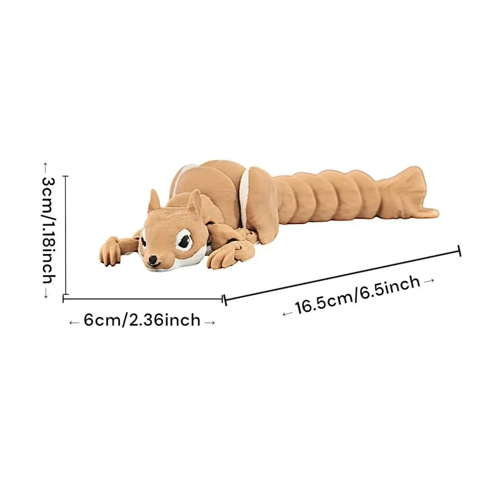 Movable Joints Squirrel Model Toys Realistic Handicraft 3D Printed Squirrel Figurine Cartoon 3D Articulated Squirrel Toys