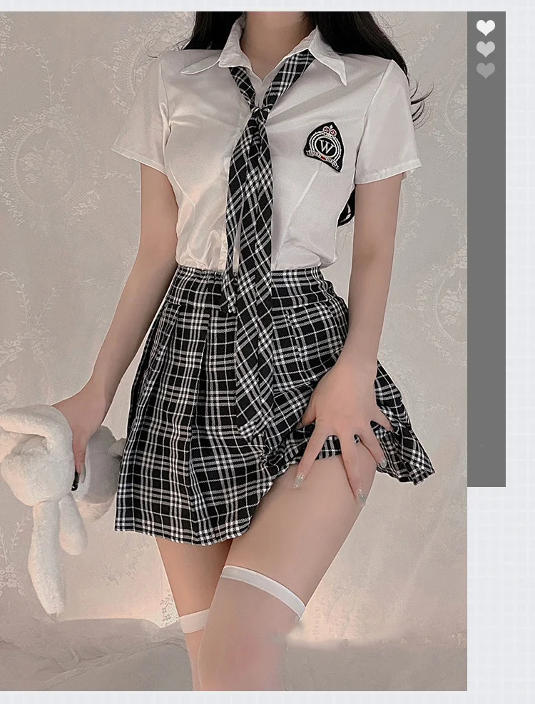 

2023 New Japanese Pure Desire College Style Plus The Embroidered Badge Design Student Plaid Uniform Seduction Jk Role Play Set