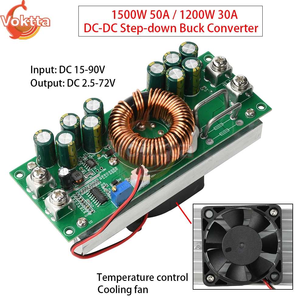 1500W 1200W 50A/30A 고전력 스텝다운 벅 컨버터 모듈 DC15V-90V  D..