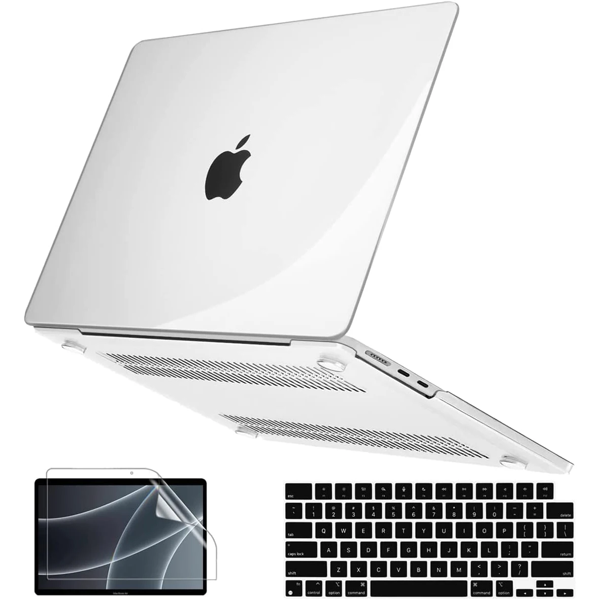 Прозрачный пластиковый жесткий защитный чехол, чехол для MacBook Air 13 дюймов 2018 2021 M1 A2337 A1932, чехол для клавиатуры и протектор экрана