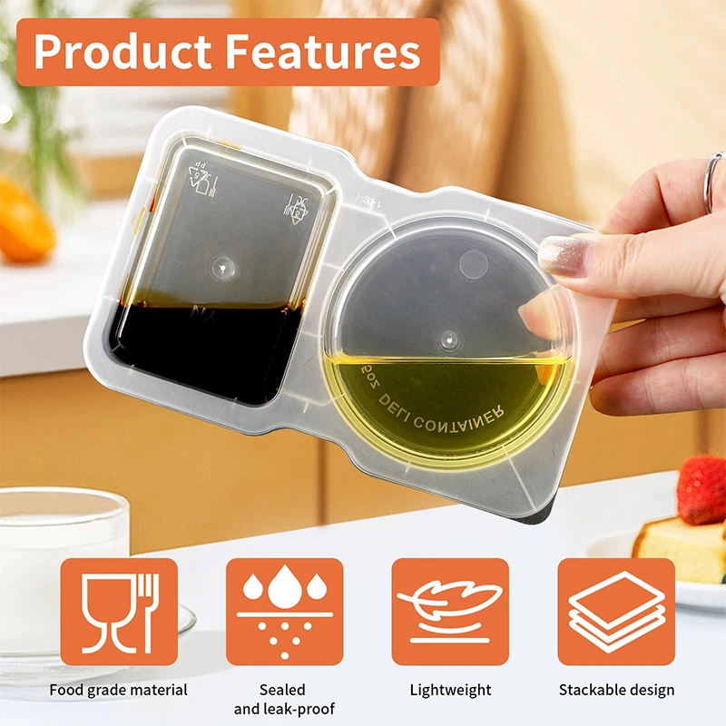 Layered Seasoning Container Reusable Snack Container With Lid Used For Snacks Dipping Sauces Takeout Travel And Outdoor Camping 5