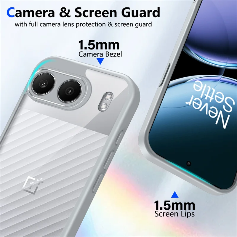 Shockproof Silicone TPU Bumper with Clear Back Hard Cover Phone Case