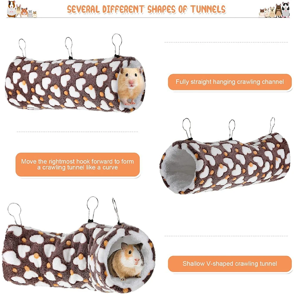 Pet Hamster Toys 2pcs Set Hamster Hammock + Tunnel Toy for Small Animal Hanging Warm Bed House Cage Accessories for Sugar Glider Squirrel Hamster