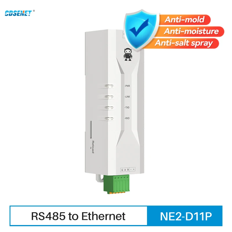 RS485 To Ethernet Serial Server Modbus Gateway TCP/UDP CDSENET NE2-D11P RS485 Power Signal Isolation IMQTT HTTP DNS DIN Rail serial ethernet module