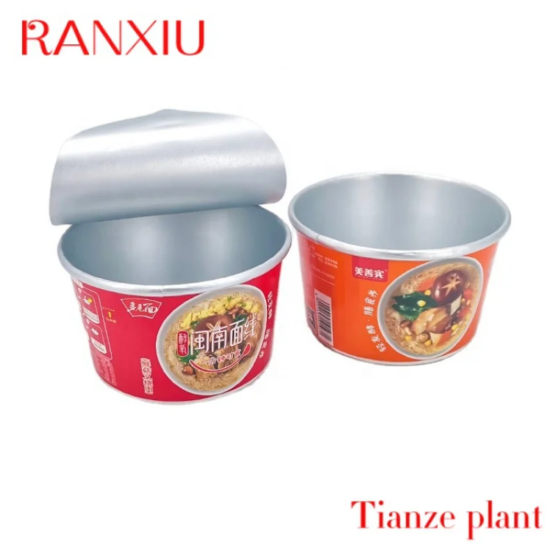 Customfood grade paper 850ml food container bowls instant noodle paper cups with sealing lid