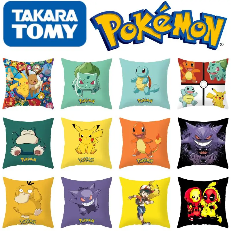 

45x45 см, покемон Пикачу Eevee, аниме, короткая плюшевая милая детская подушка, оптовая продажа