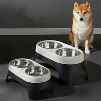 Elevated Pet Bowl Anti Knock Stainless Steel Food Cat Dog Feeding Bowls Double Bowl High Foot Leak Proof Pet Feeder Accessories 2