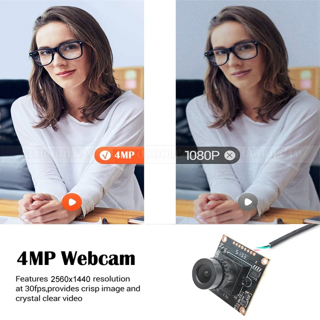 NEOCoolcam 30fps HD 4MP 2560x1440 USB Camera Module With Microphone Video Webcam MJPEG YUY2 PCB Board UVC Plug And Play 3