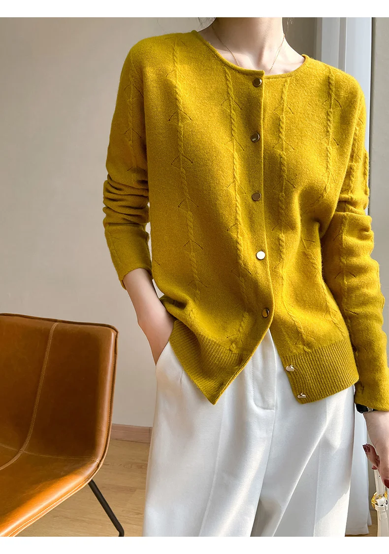 brown sweater BELIARST Cashmere Cardigan Women's Crew Neck Sweater 100% Pure Wool Knit Tops Spring and Autumn New Jacket Korean Fashion Coat blue sweater