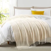 White Boho Throw Blankets Textured Big Knitted Blankets Chunky Vintage Luxury Throw Bedspread Blanket Cover Manta Para Sofá 4