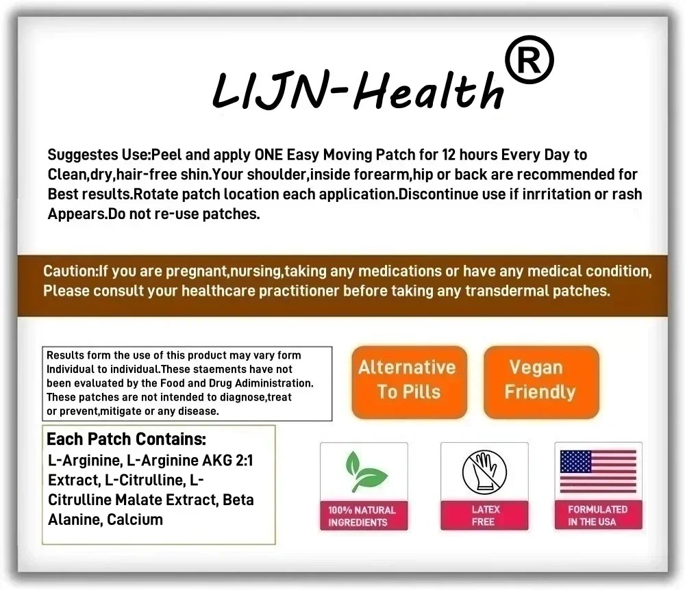 30 Patches Nitric Oxide Transdermal Patches Muscle Supporting Nitric Booster for Strength & Energy