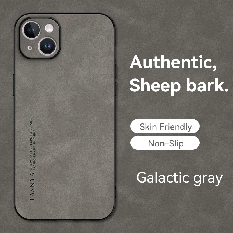 Custodia per telefono in pelle di agnello in pelle tinta unita retrò semplice per IPhone 15 14 13 12 11 Pro Max X XS XR MAX 14PLUS morbido silicone_voghion.com