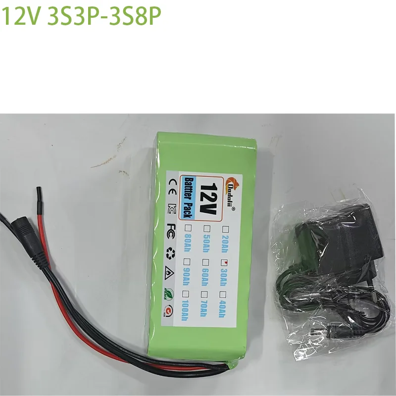 Batteria al litio 3S3P-3S8P 18650 Batteria ricaricabile per bicicletta da pesca con caricabatterie BMS 12V 3S5P Batterie di grande capacità - immagine 2