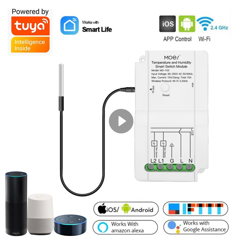 MOES WiFi Smart Temperature Humidity Sensor Dual Relay