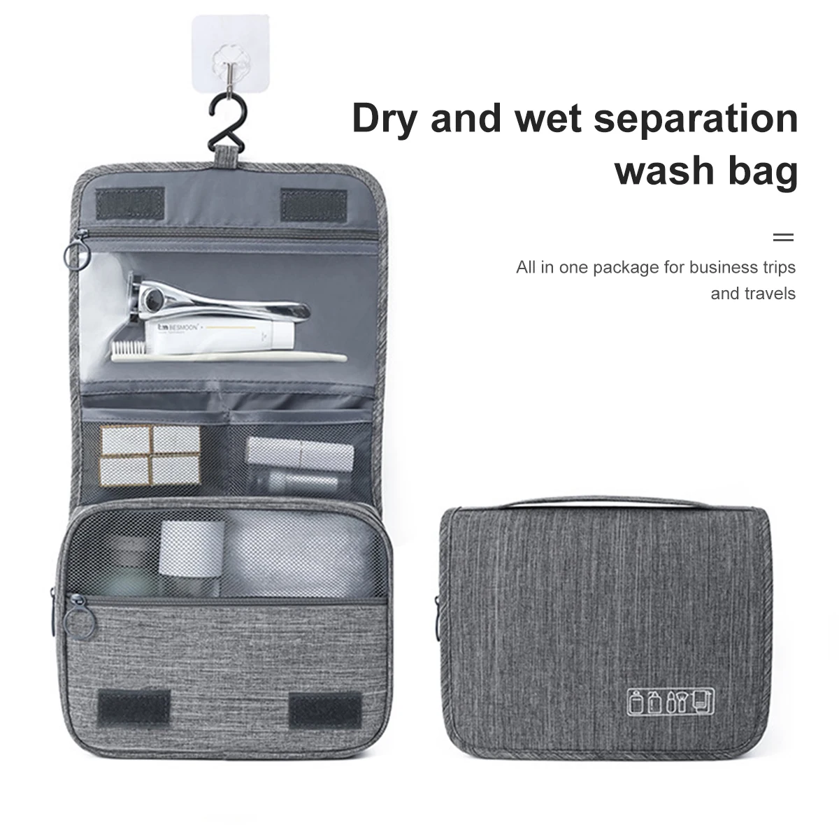 Travel Storage Bag Large Capacity Multifunctional Portable Cosmetic Bag With Hook