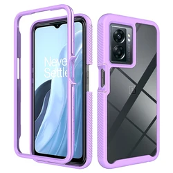 Hybrid Rugged Armor Shockproof Case with TPU Frame and Transparent Back Cover - OPPO A57s 4G (Purple)