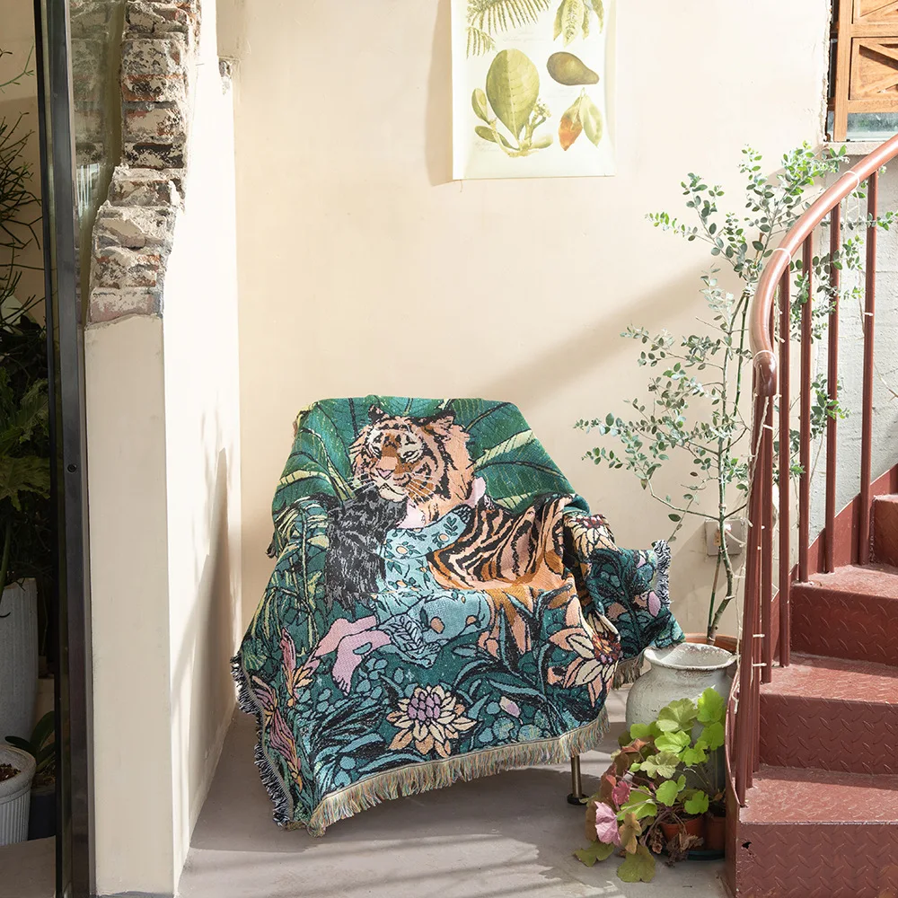 3D Knit Tiger Animal Pattern Linen Blanket Bed Cover for sofa Soft Adult Warm Throw Blanket Travel Throw Blanket and