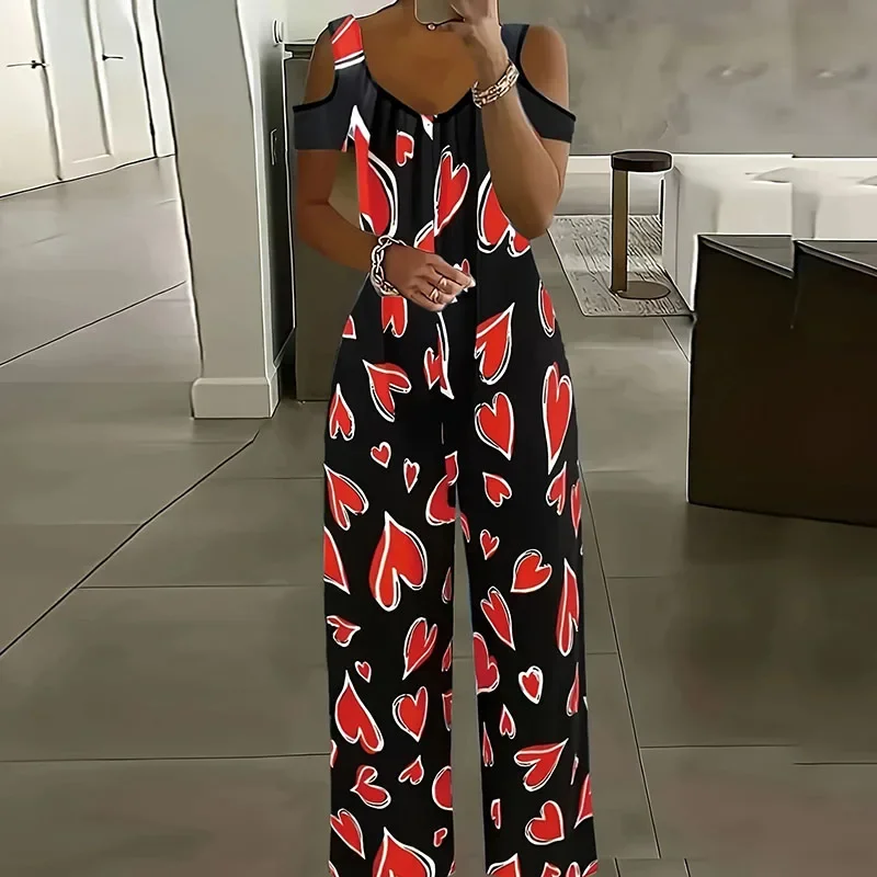 

Модный женский летний комбинезон с открытыми плечами и ремешками