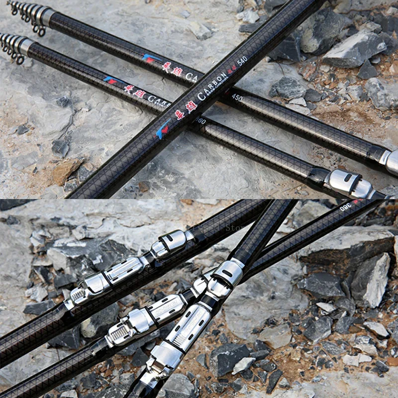 Carbon Telescopic Rock Fishing Rod 2.7M 3.6M 4.5M 5.4M 6.3M 7.2M Ultra Light Lure Carp Travel Ocean Spinning