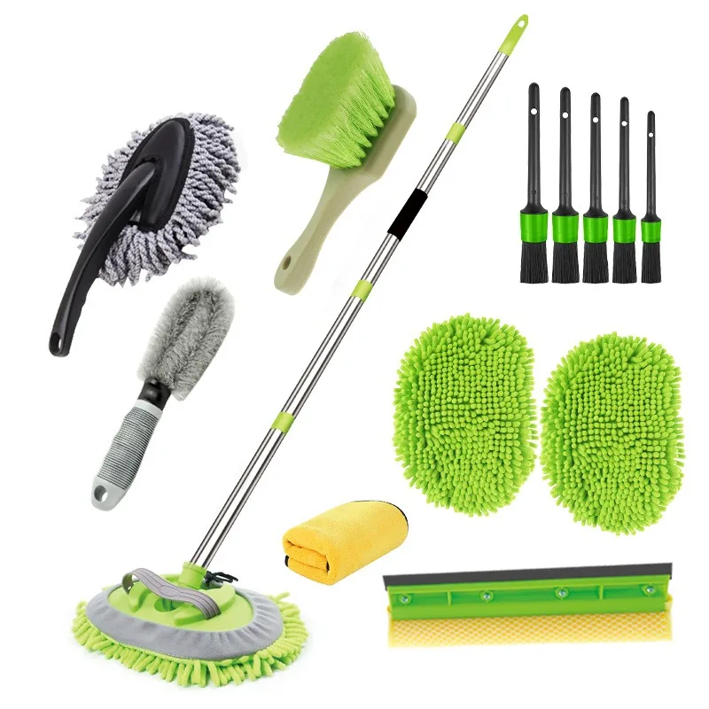 Multi Functional Car Cleaning Mop Extendable Car Washing Mop Tire Scraping and Cleaning Brush Set