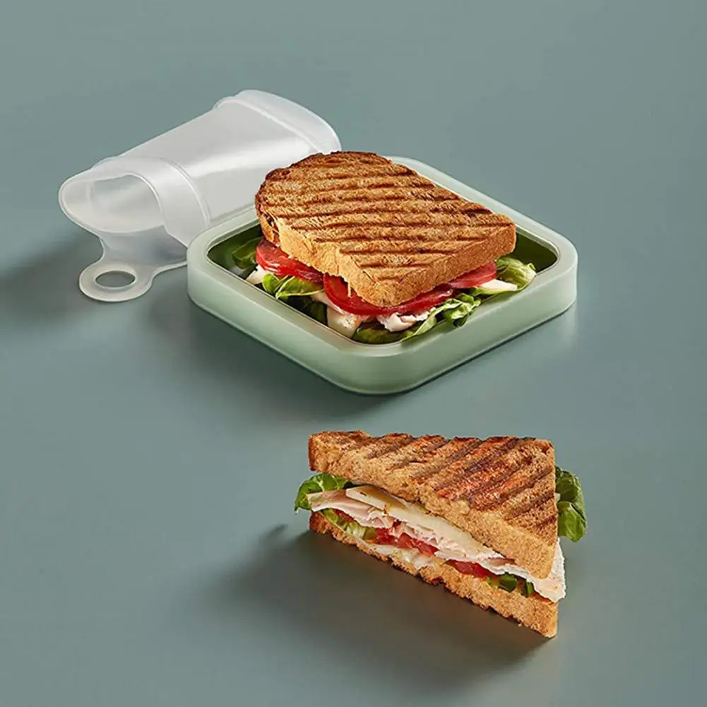 

Silicone Sandwich Box Green Food Grade Microwave Toast Snack Container Container Children Kids School Office Bento Box Lunch Bag
