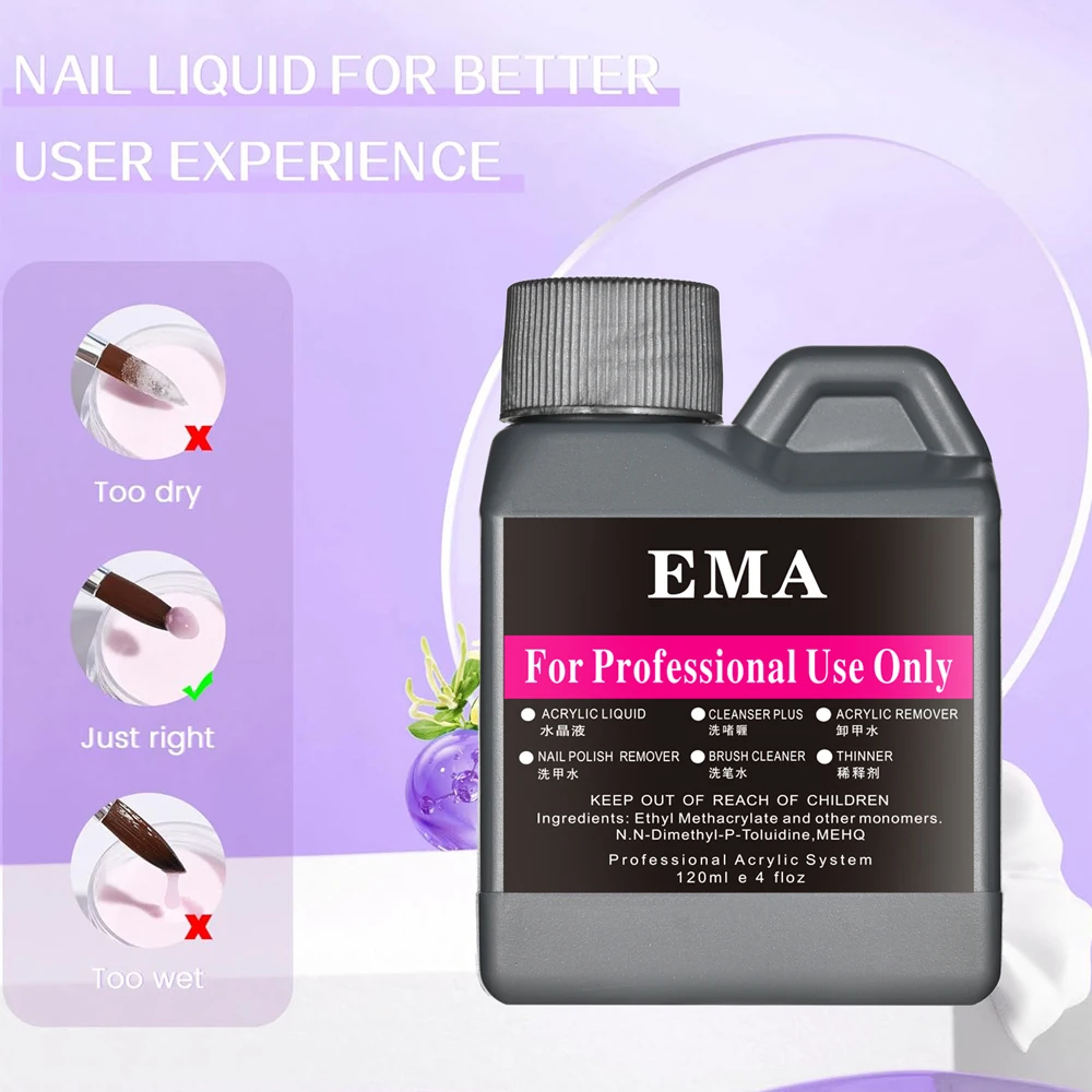 40/75/120ML EMA Acrylic Liquid Monomer For Nail Acrylic Powder Crystal Liquid Manicure Build Extension/Dipping nail acrylic liquid