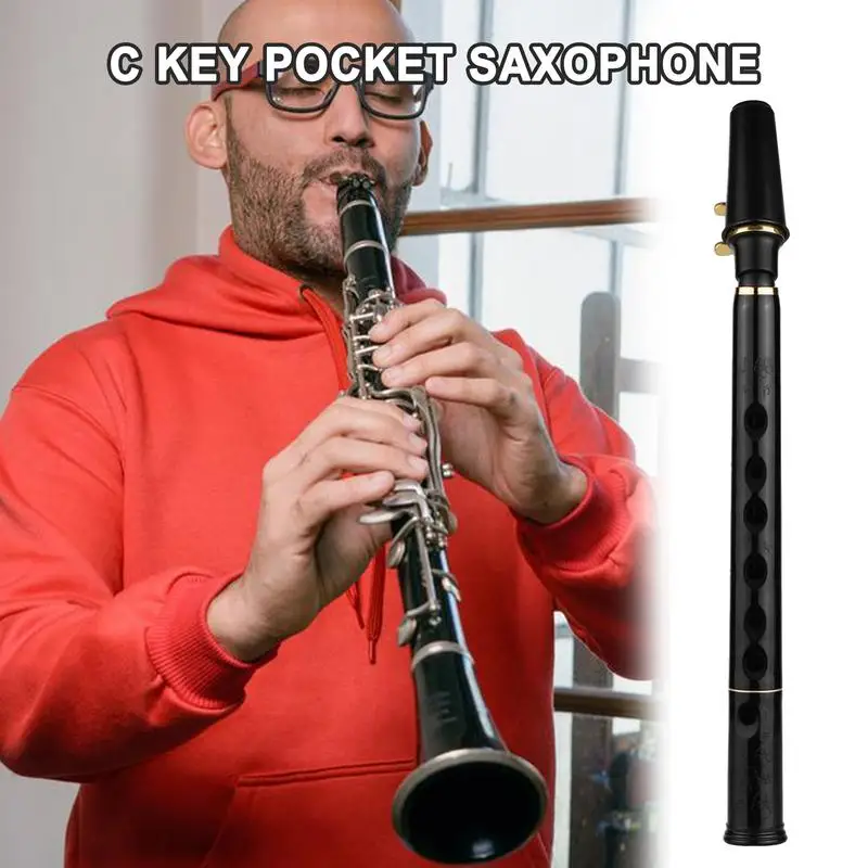 Pocket Saxophone 8-Hole C Key Saxophone Practice Tool For Musicians And Beginners Woodwind Instrument With Reeds And Carrying