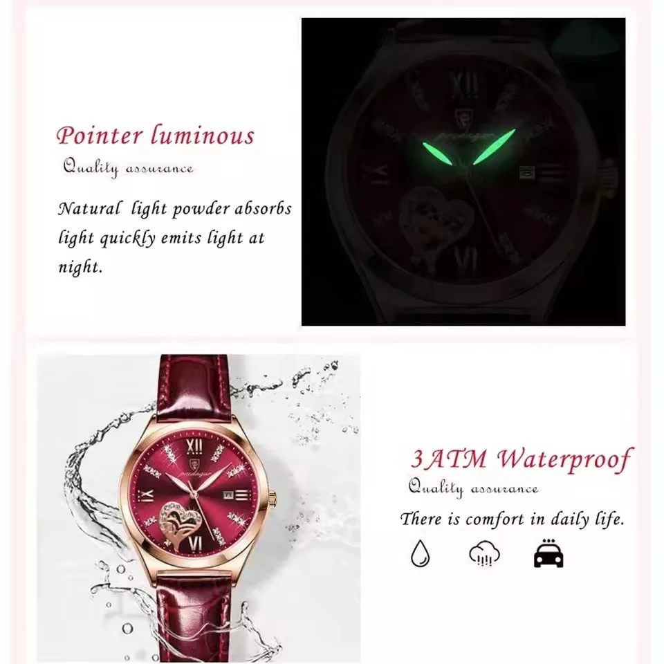 POEDAGAR Luxury Casual Watches For Women Waterproof Calendar Leather Ladies Watch High Quality Fashion Woman's Quartz Wristwatch 4