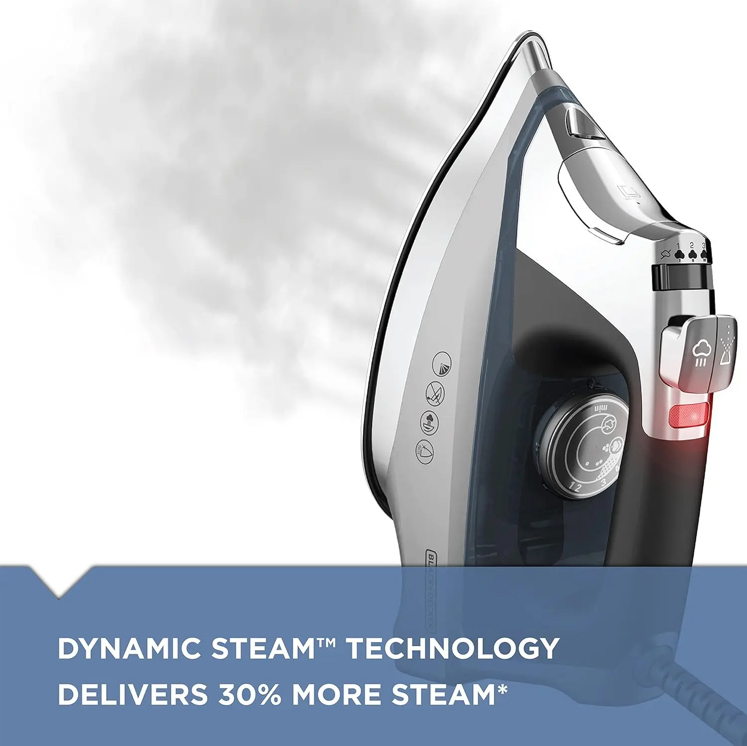 Professional Steam Iron, D3030, 30% More Steam, Percison Tip, Stianless Steel Soleplate, Vertical Steam Fuction 3