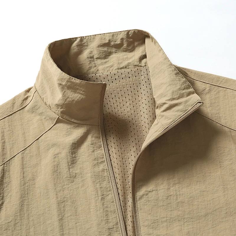 Men's Cardigan Jacket Stand Collar Plus Size Lightweight Outdoor Full Zip Casual Jacket