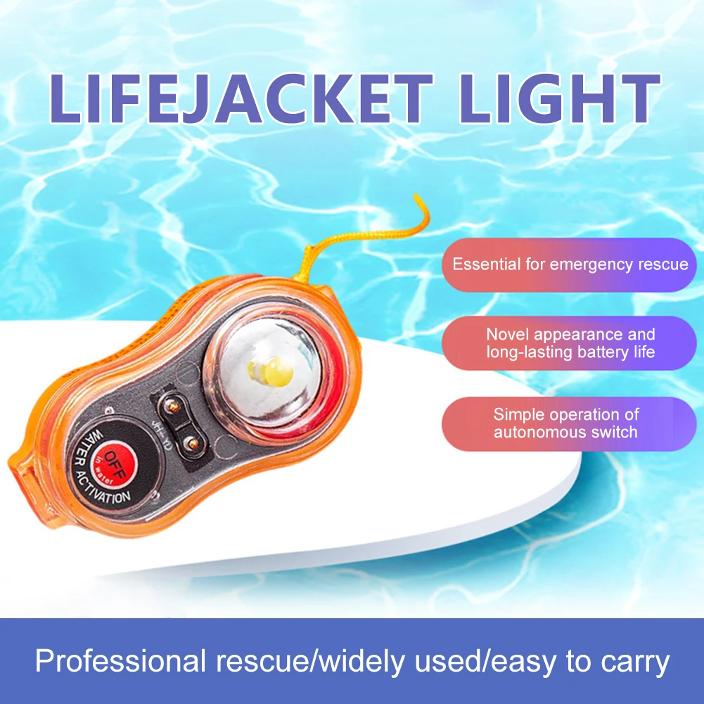 LED Life Jacket Light Energy-Efficient Waterproof Safety Locator Light Easy Operation Autonomous Switch for Swimming Sea Fishing