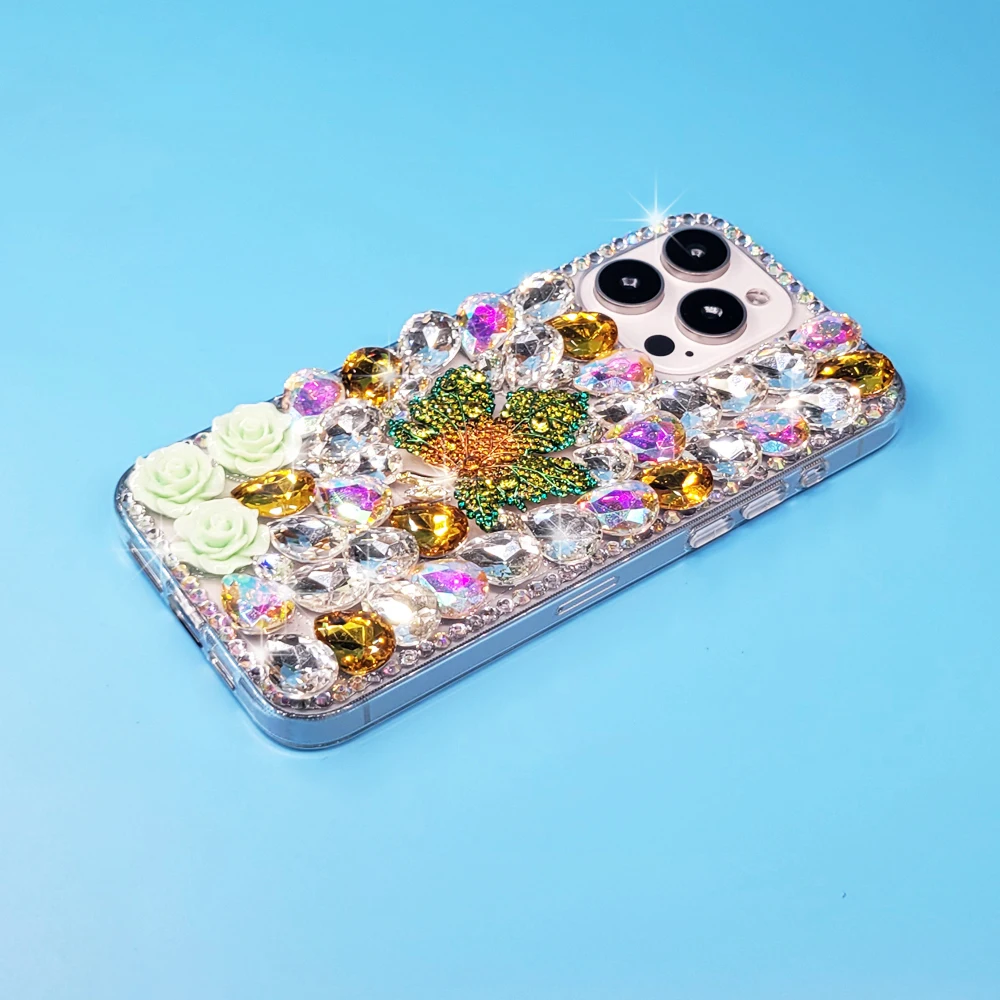 Rhinestone Case Diamond Phone Cover for iPhone 16 Pro Max 15 14 13 Pro 12 11 Max Xs XR 8 7 Plus SE