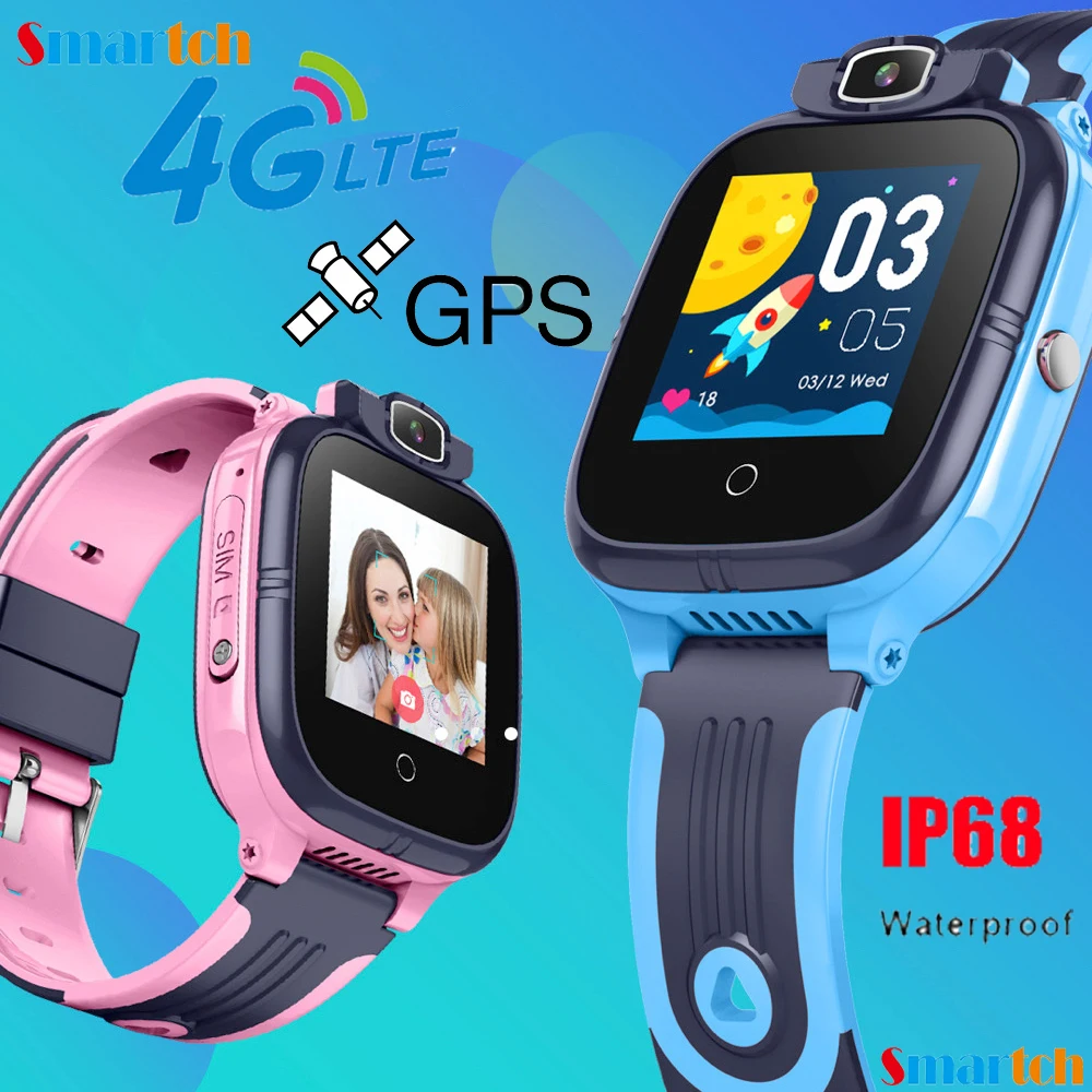 Montre Connectée Enfant avec GPS avec IP68 SOS bleu clair