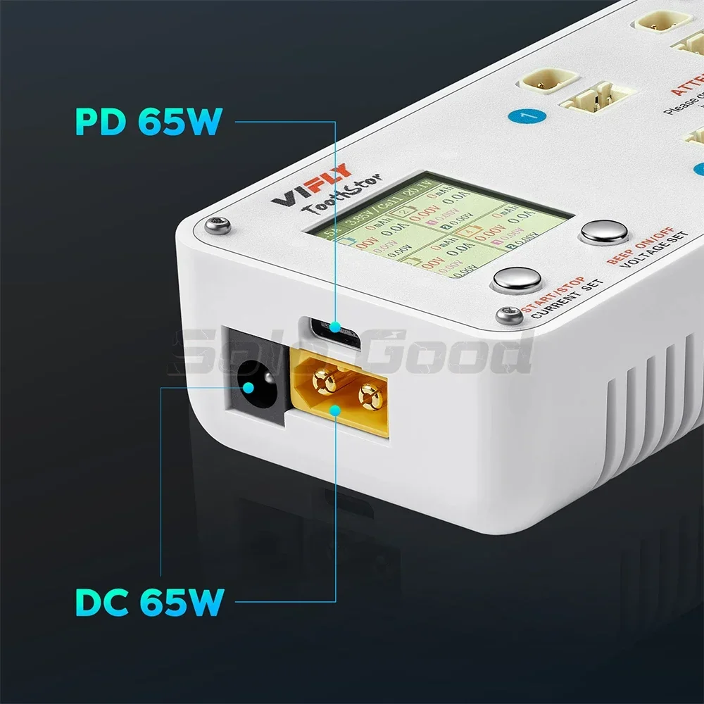 Chargeur multiport équilibreur 4 canaux 2S LiPo avec écran LCD - VIFLY ToothStor