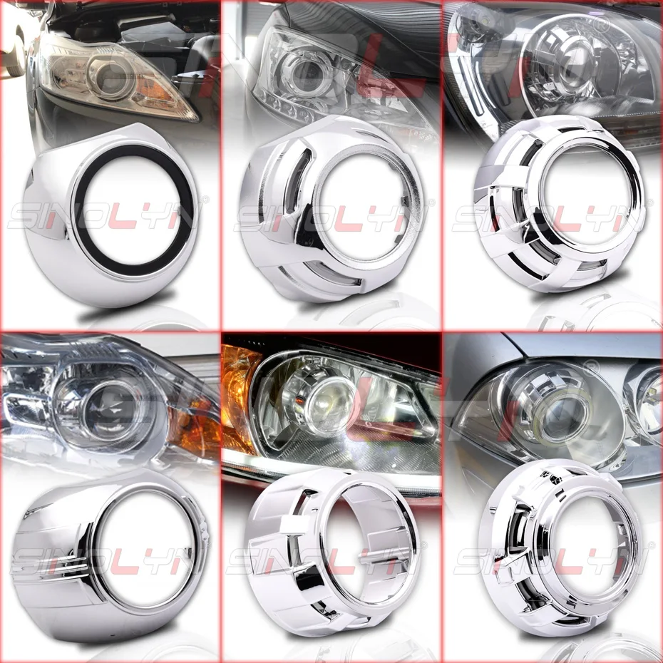 Sinolyn 2.5/3.0 Pollici Lunetta Protezioni Per Hella 3R G5/Koito Q5 /Wst Hid Led Faro Proiettore Copriobiettivo Accessori Per Lo Styling Dell'Auto