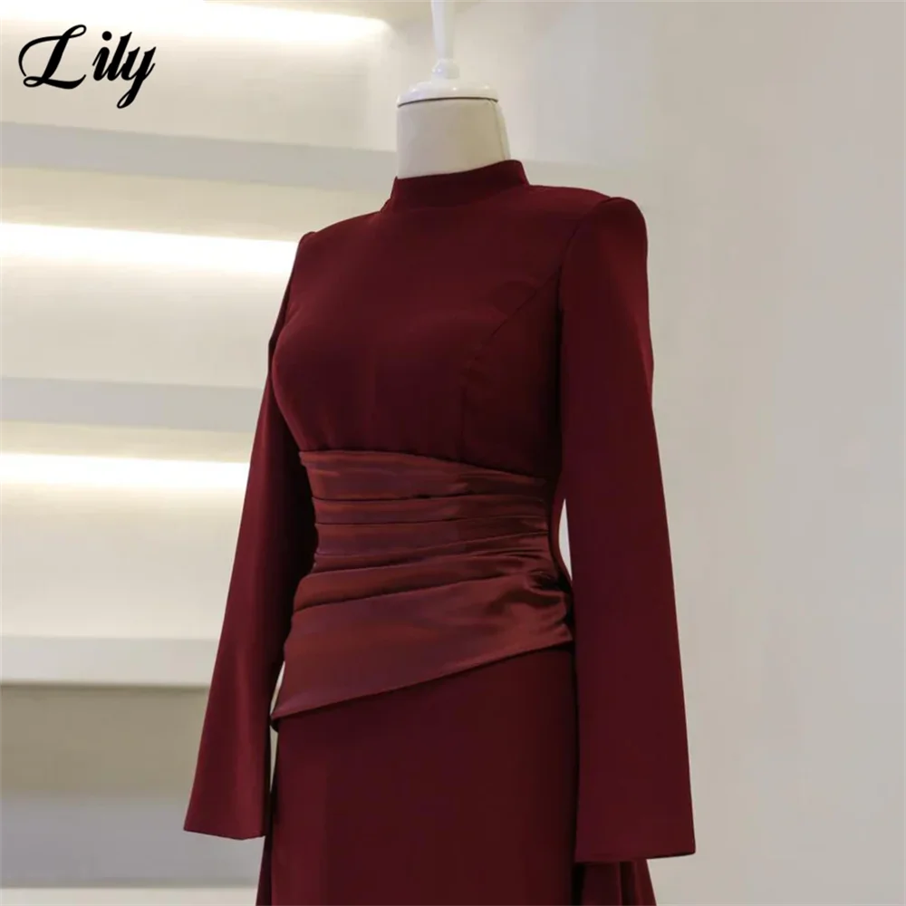 Lily Burgundy Elegant Prom Dress - Silhouette Detail