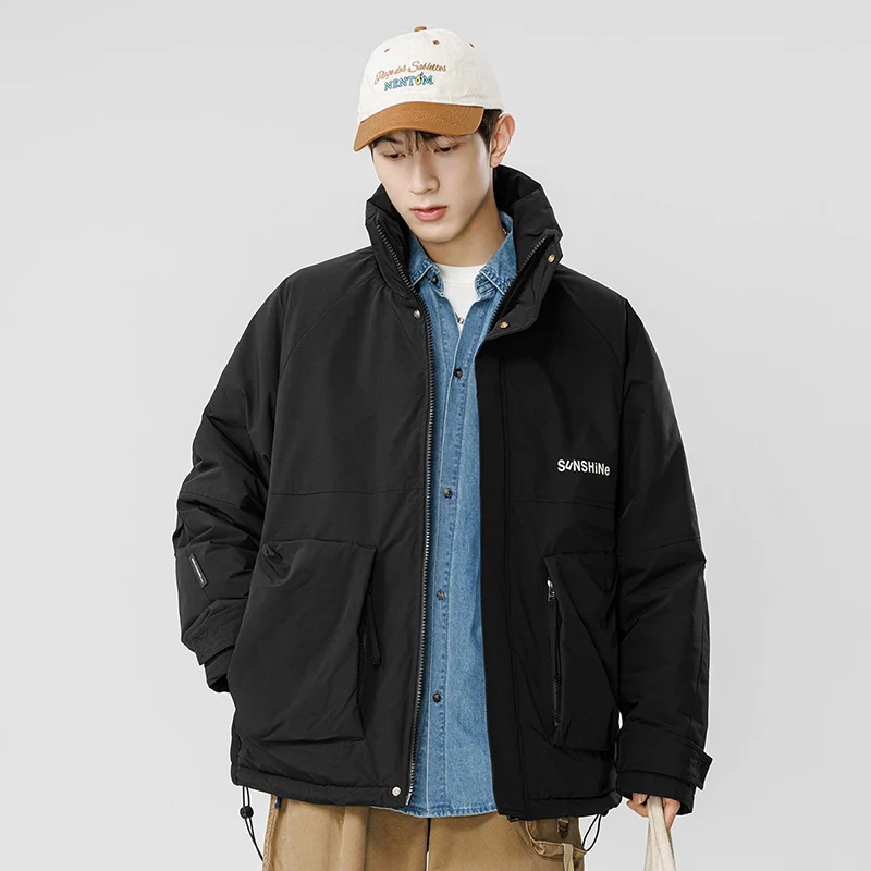 Men's Padded Jacket Winter Tactical Jacket Stand Collar Zip-up Windbreaker High Quality Waterproof Outerwear Unisex Thick Warm