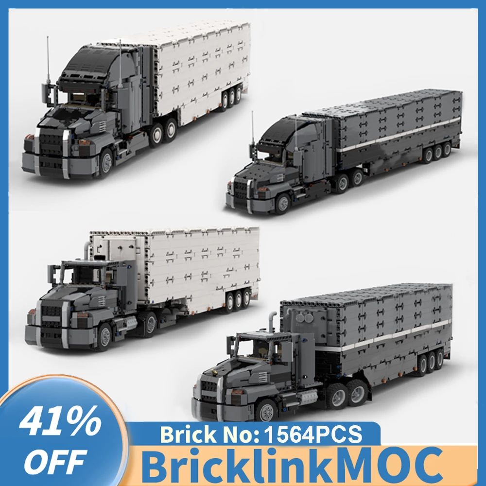 

Macking Anthem Engineering Container Tractor Heavy Duty Truck Refrigerated Semitrailer technology creative Toy Blocks MOC-42078