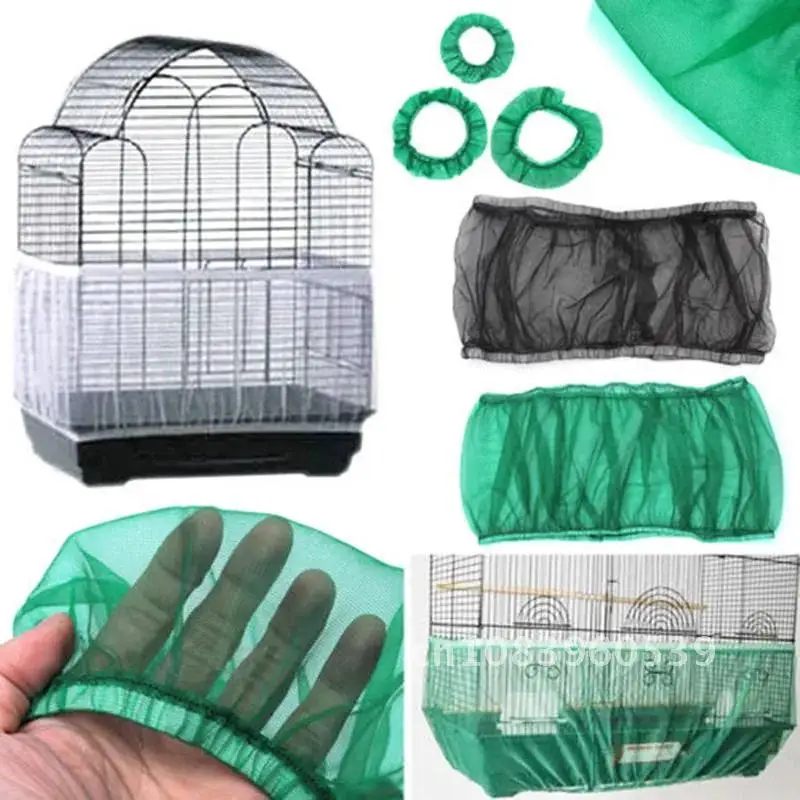 

Mesh Bird Cage Cover Easy Cleaning Nylon Mesh Seed Catcher Guard Receptor Bird Cage Net Shell Skirt Dust-proof Parrot Cage