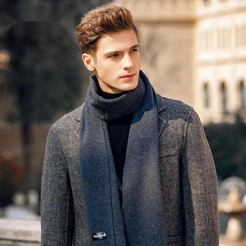 New Wool Scarf for Men's Winter Solid Color Versatile Cold Proof High End Gift Set Warm New Skin Friendly Cashmere Men's Neck_voghion.com