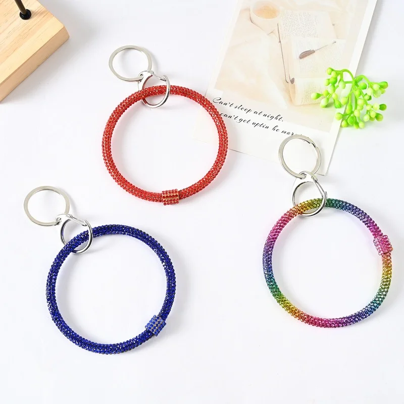 Key Chains Key Ring Accessories Colorful Rhinestone Bracelet Key Ring Unisex Charm Bangle Keychain
