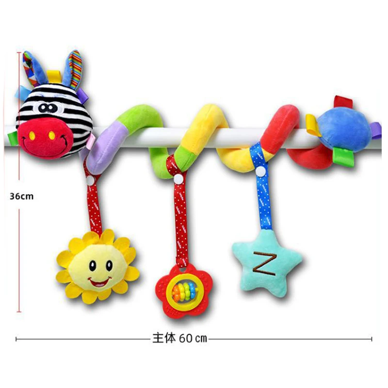Baby Toy Stroller Spiral Activity Plush Hanging Rattle Toys Car Seat Toys Stroller Sensory Toy For 0 6 12 24 Months Newborn Gift - 3